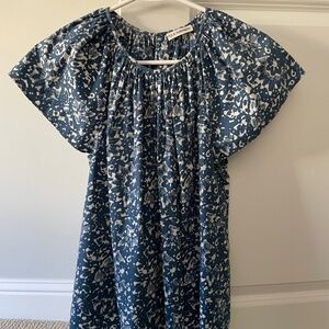 Ulla Johnson,, Size 2, Blue and White Floral Cotton Shirt